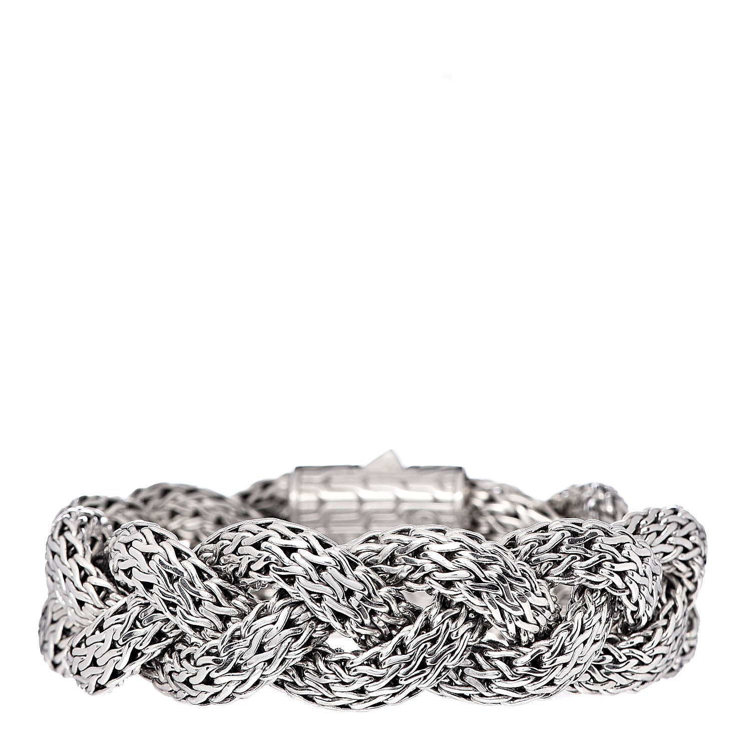 John Hardy Sterling Silver Black Sapphire Large Braided Classic Chain Bracelet 3 of 4