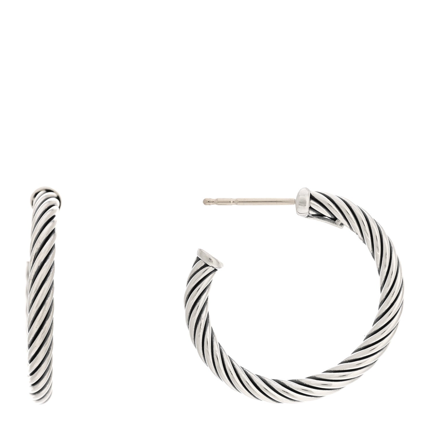 David Yurman Sterling Silver Small Cable Classics Hoop Earrings 1 of 4
