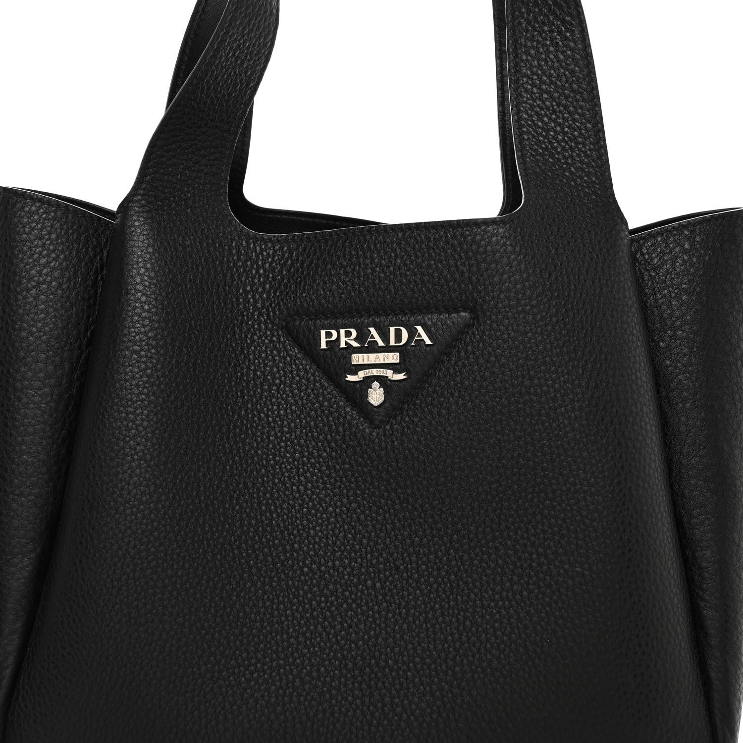 Prada Vitello Daino Soft Medium Dynamique Tote Black 7 of 9
