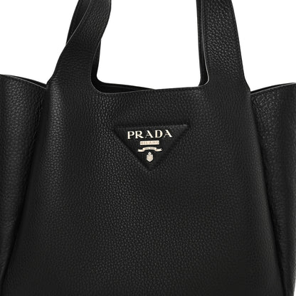 Prada Vitello Daino Soft Medium Dynamique Tote Black 7 of 9