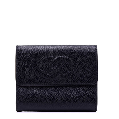 Chanel Caviar Timeless CC Compact French Wallet Black 1 of 10