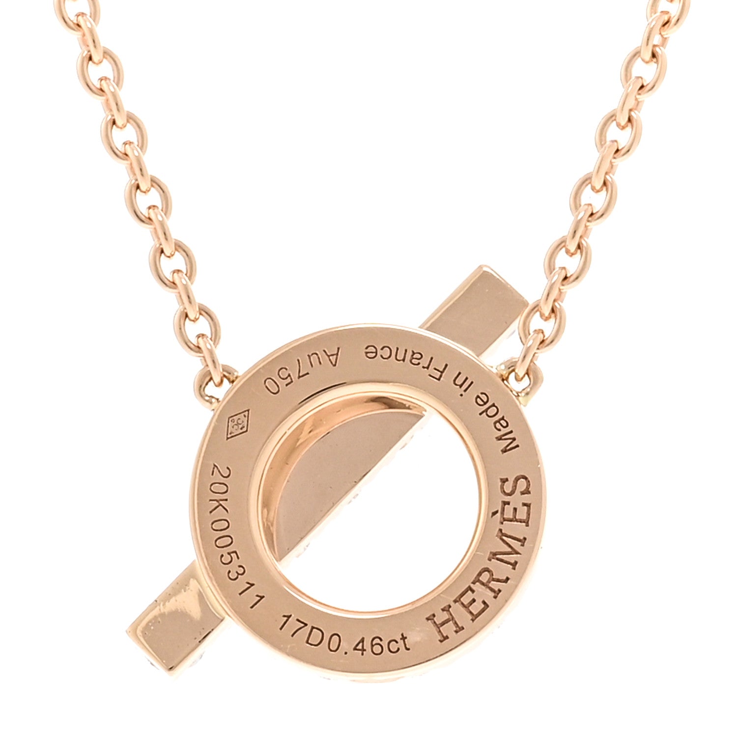 Hermes 18K Rose Gold Diamond Finesse Pendant Necklace 4 of 6