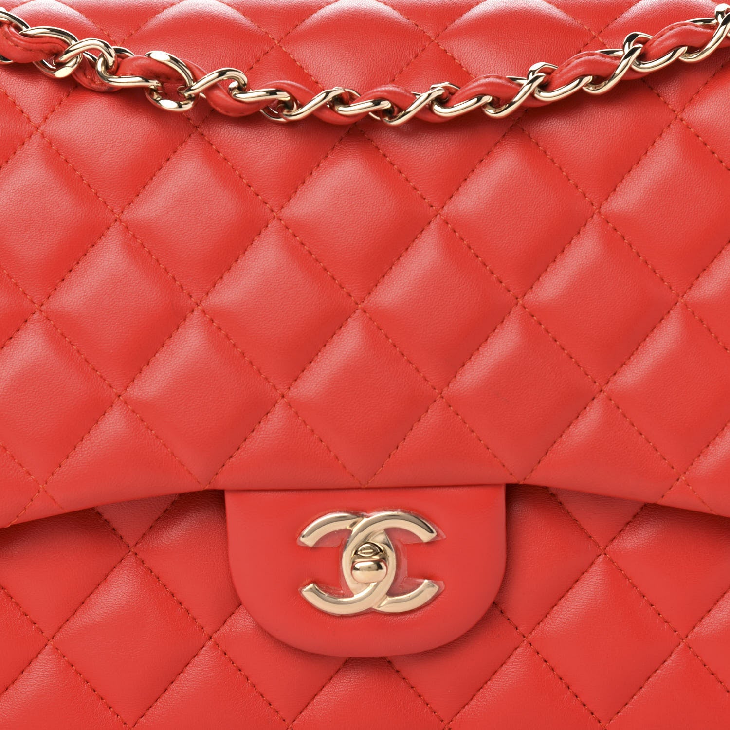 Chanel Lambskin Quilted Jumbo Double Flap Red 12 of 12