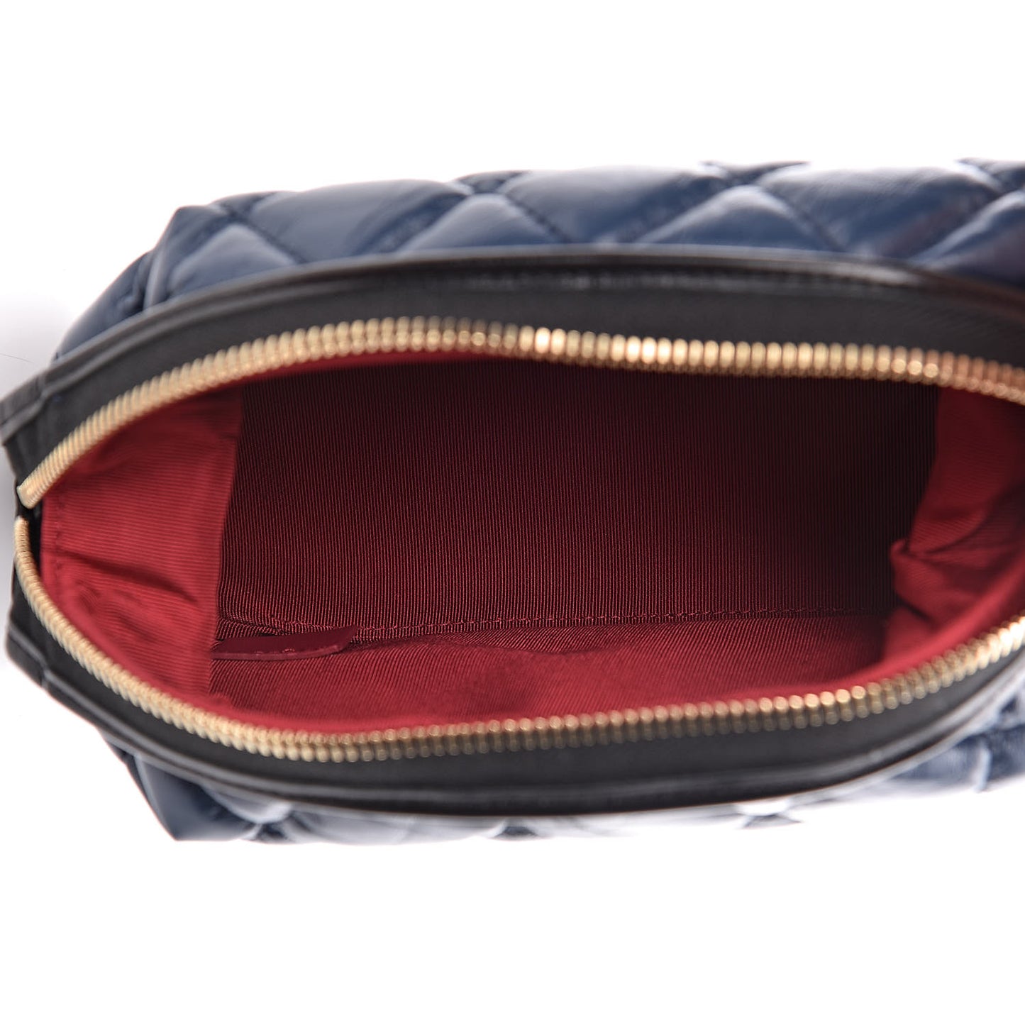 Aged Calfskin Quilted Gabrielle Classic Pouch Blue Black