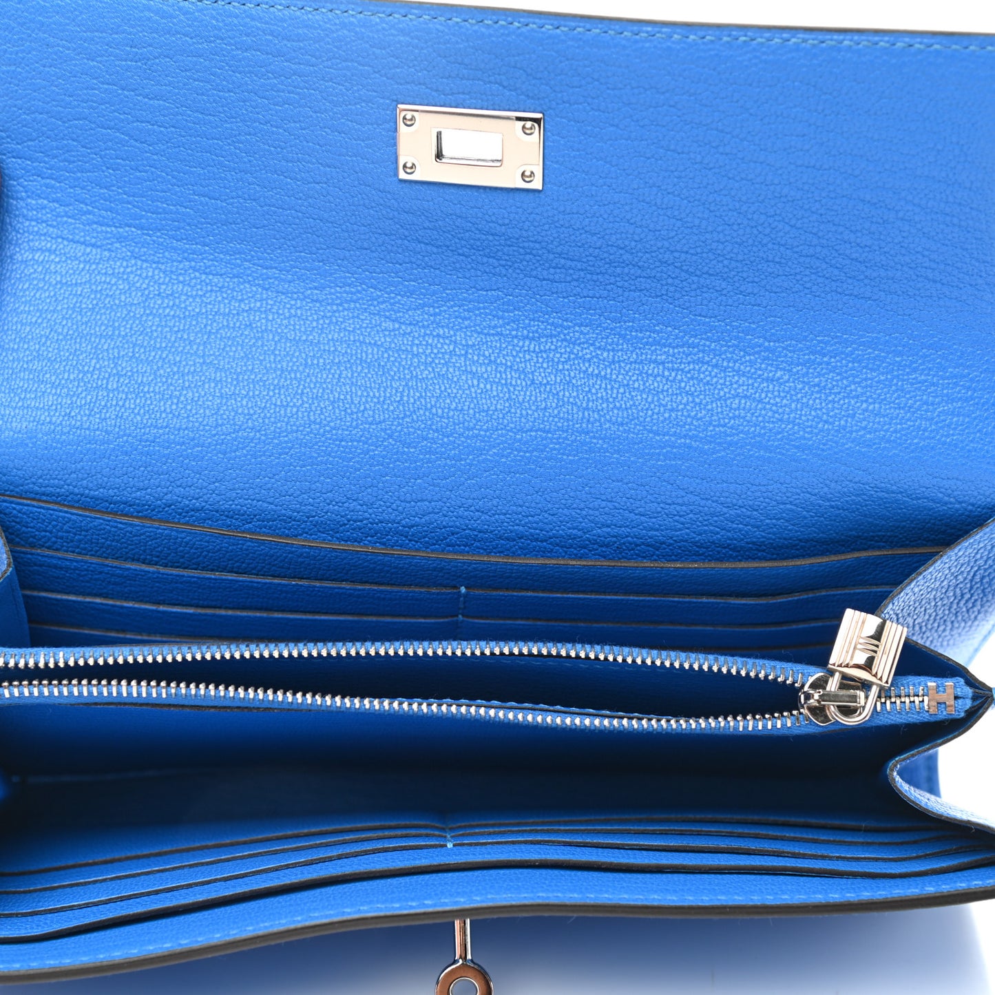 Chevre Mysore Kelly Longue Wallet Bleu Hydra