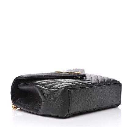 Saint Laurent Sheepskin Matelasse Chevron Monogram Medium College Bag Black 4 of 10