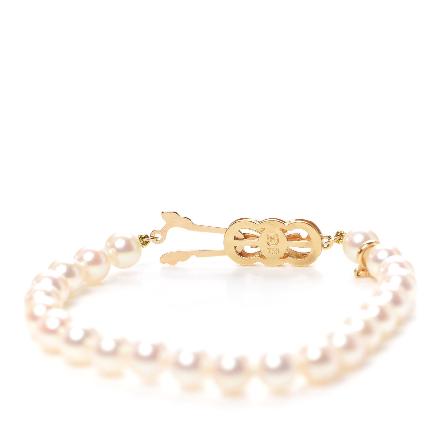 18K Yellow Gold Akoya Cultured Pearl 6-6.5mm Strand Bracelet