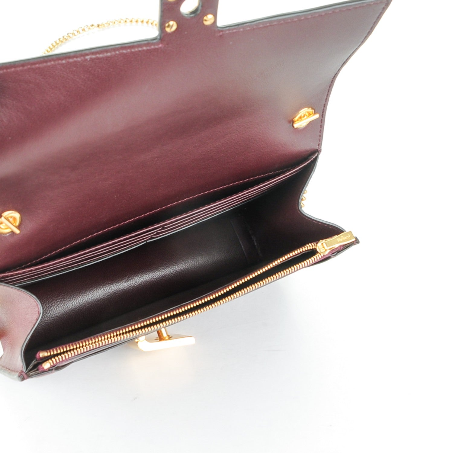 Mulberry Calfskin Cheyne Clutch With Chain Rust Dune Burgundy 5 of 7