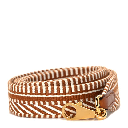 Hermes Toile Swift 25mm Sangle Cavale Shoulder Strap Ecru Beige Gold 1 of 3
