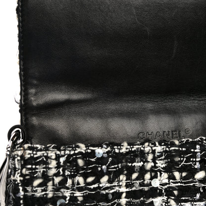 Chanel Sequin Tweed Single Flap Ecru Black 17 of 32