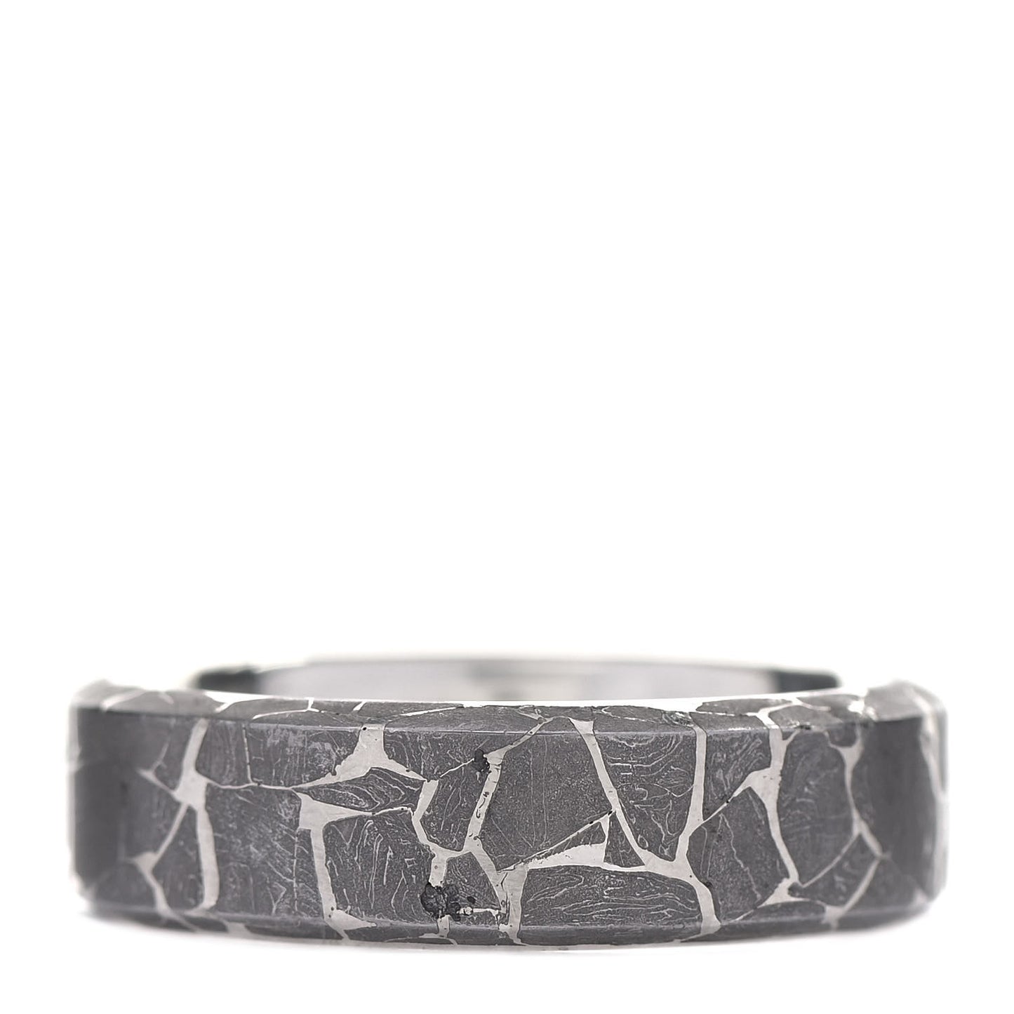 Sterling Silver Fused Meteorite 8.5mm Band Ring 71 13.25