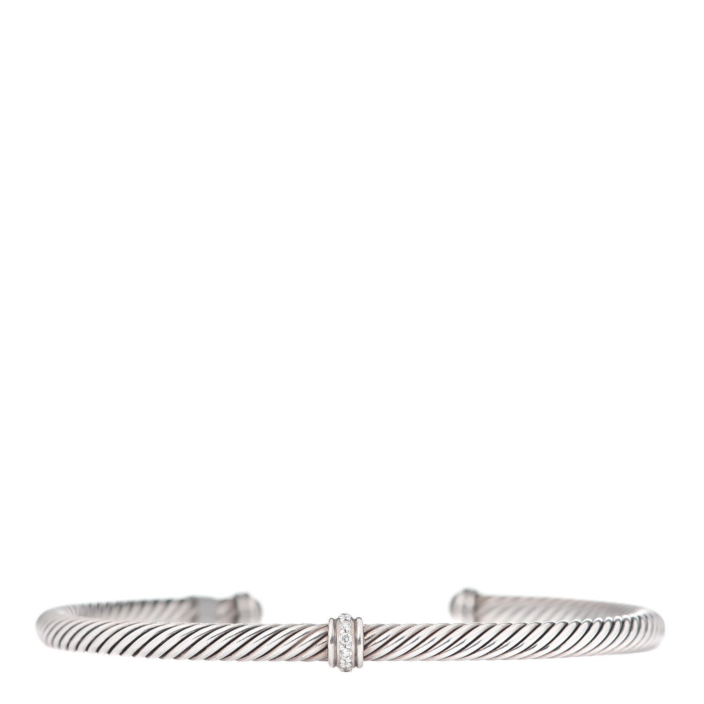 Sterling Silver Diamond 4mm Cable Classics Single Station Bracelet
