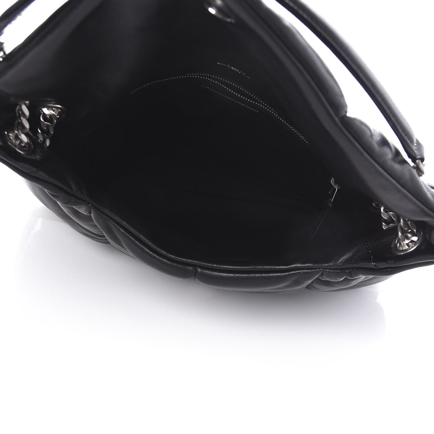 Saint Laurent Lambskin Quilted Medium Loulou Puffer Monogram Chain Satchel Black 5 of 9
