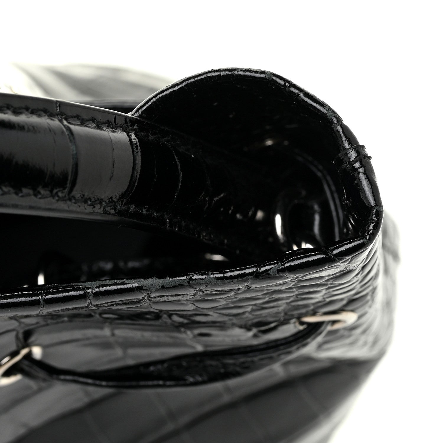 Balenciaga Shiny Calfskin Logo Crocodile Embossed XS Everyday Bucket Bag Black 14 of 15