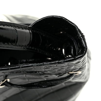 Balenciaga Shiny Calfskin Logo Crocodile Embossed XS Everyday Bucket Bag Black 14 of 15