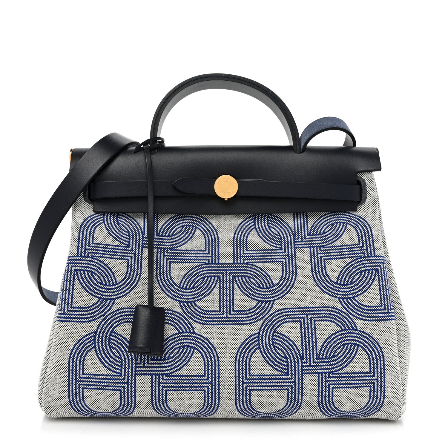 Hermes H Plume Canvas Vache Hunter Circuit 24 Herbag Zip Retourne 31 Bleu Royal Bleu Indigo Ecru 2 of 8