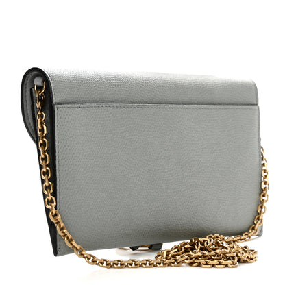 Christian Dior Grained Calfskin Saddle Chain Wallet Pouch Grey Stone 4 of 15