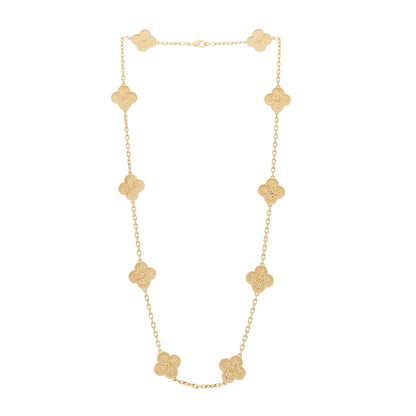 Van Cleef & Arpels 18K Yellow Gold 10 Motifs Guilloche Vintage Alhambra Necklace 3 of 6