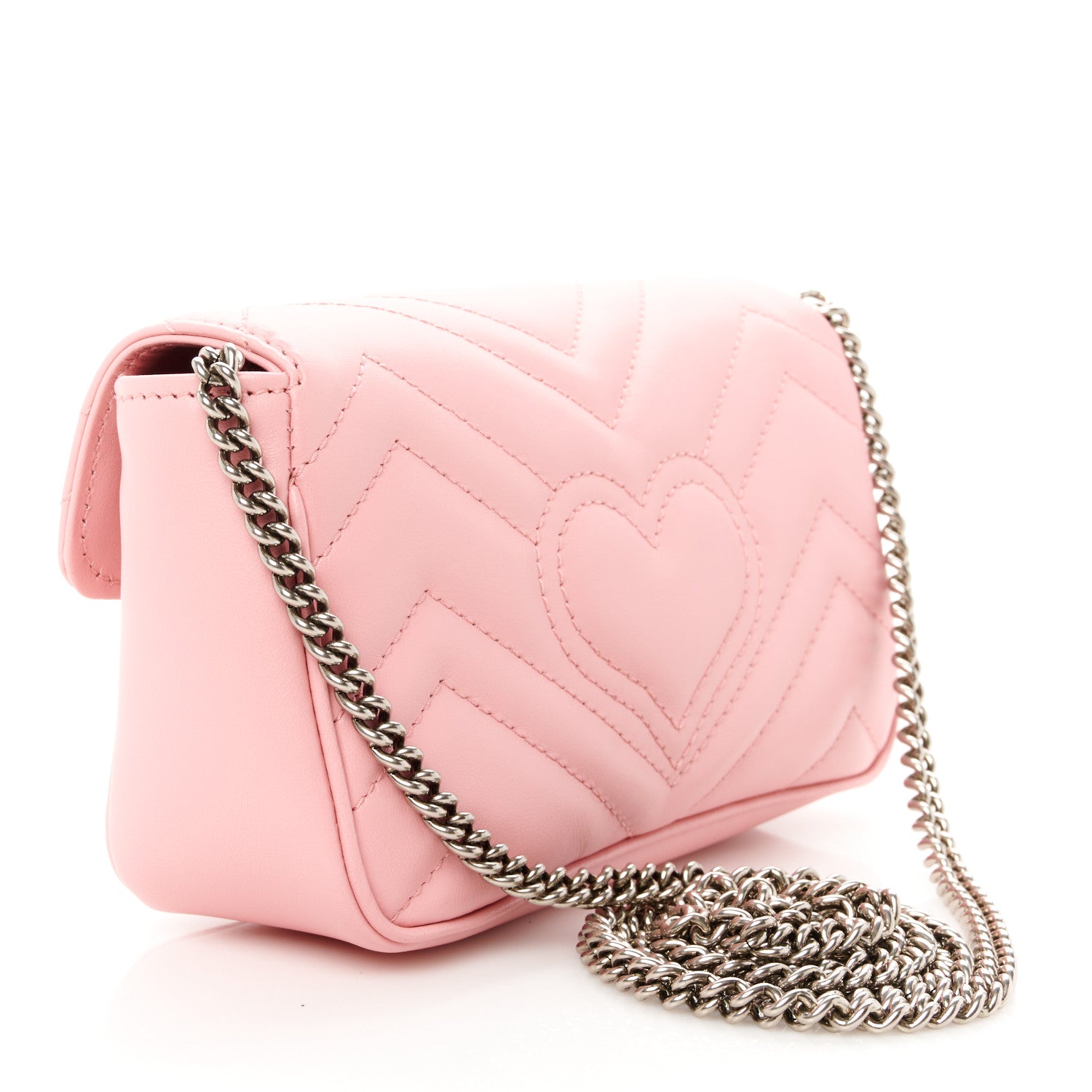 Gucci Calfskin Matelasse Super Mini GG Marmont Shoulder Bag Wild Rose 3 of 10