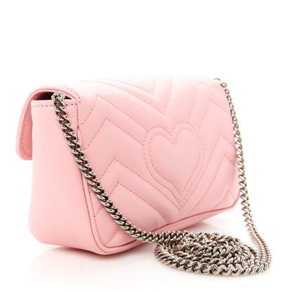 Gucci Calfskin Matelasse Super Mini GG Marmont Shoulder Bag Wild Rose 3 of 10