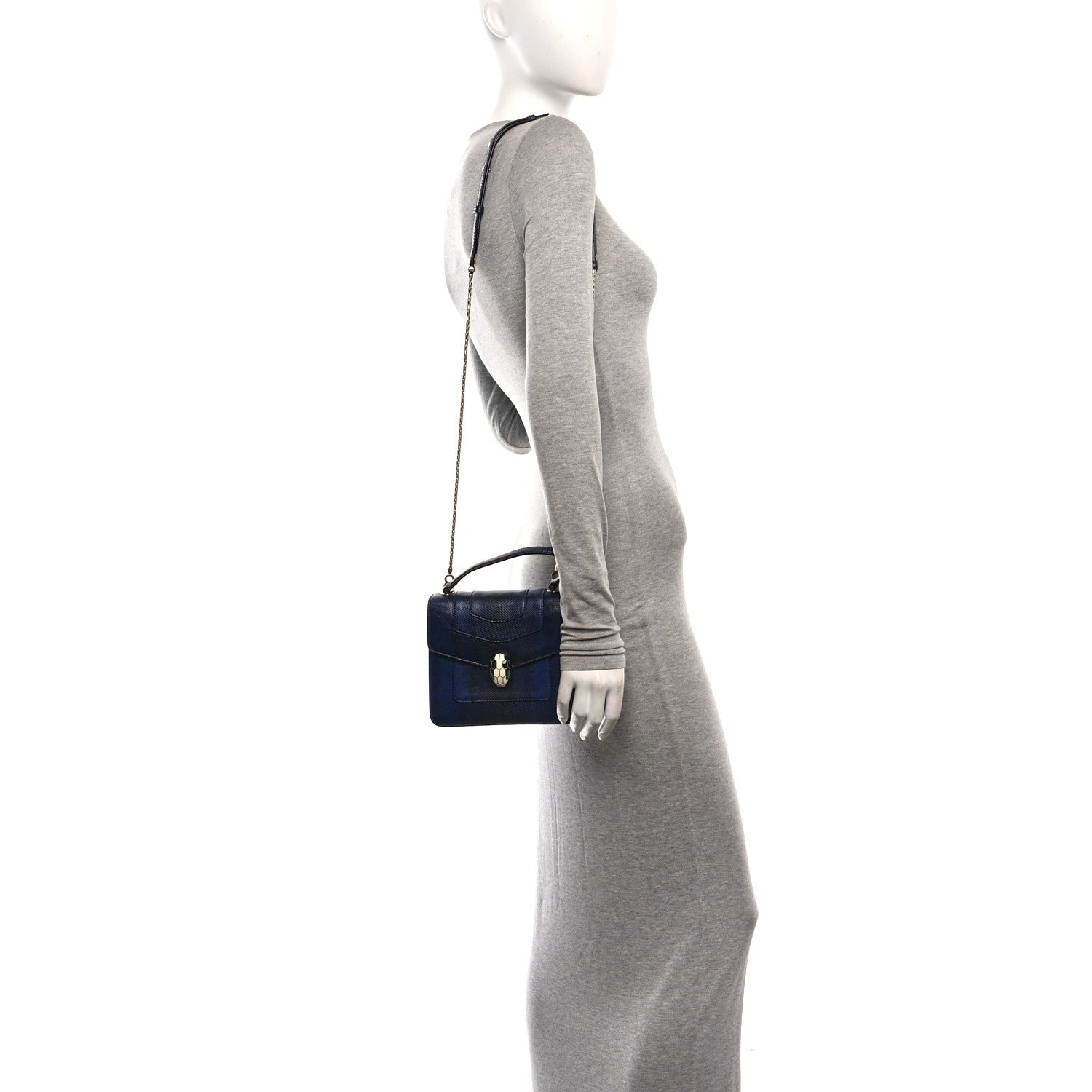 Bulgari Karung Serpenti Forever Top Handle Navy Blue 2 of 11