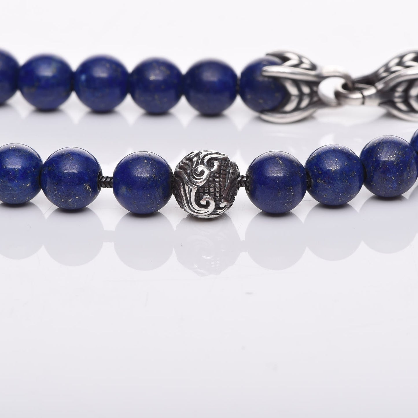 Sterling Silver Lapis Lazuli 8mm Spiritual Beads Bracelet