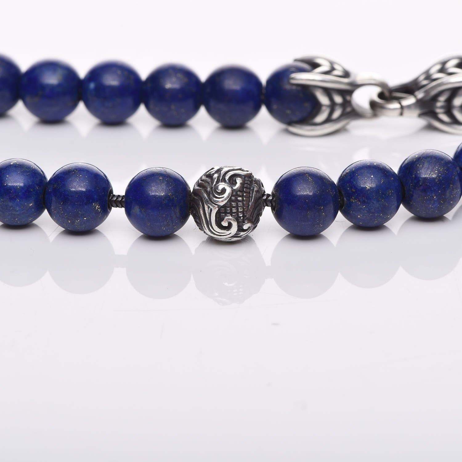David Yurman Sterling Silver Lapis Lazuli 8mm Spiritual Beads Bracelet 8 of 8
