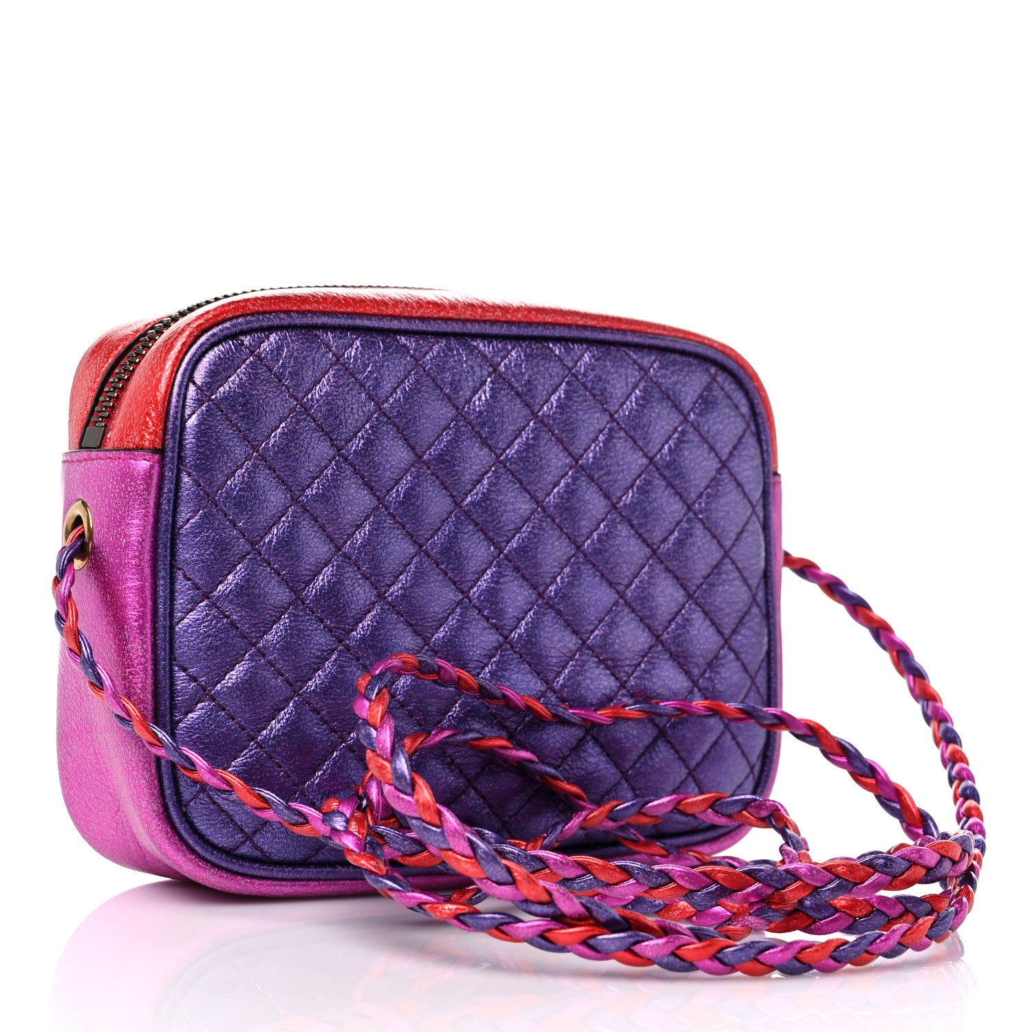 Gucci Laminated Nappa Trapuntata Mini Zumi Shoulder Bag Rosso Fuxia Bizantin 3 of 9