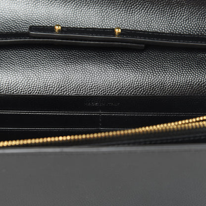Saint Laurent Grain De Poudre Monogram Chain Wallet Black 7 of 12