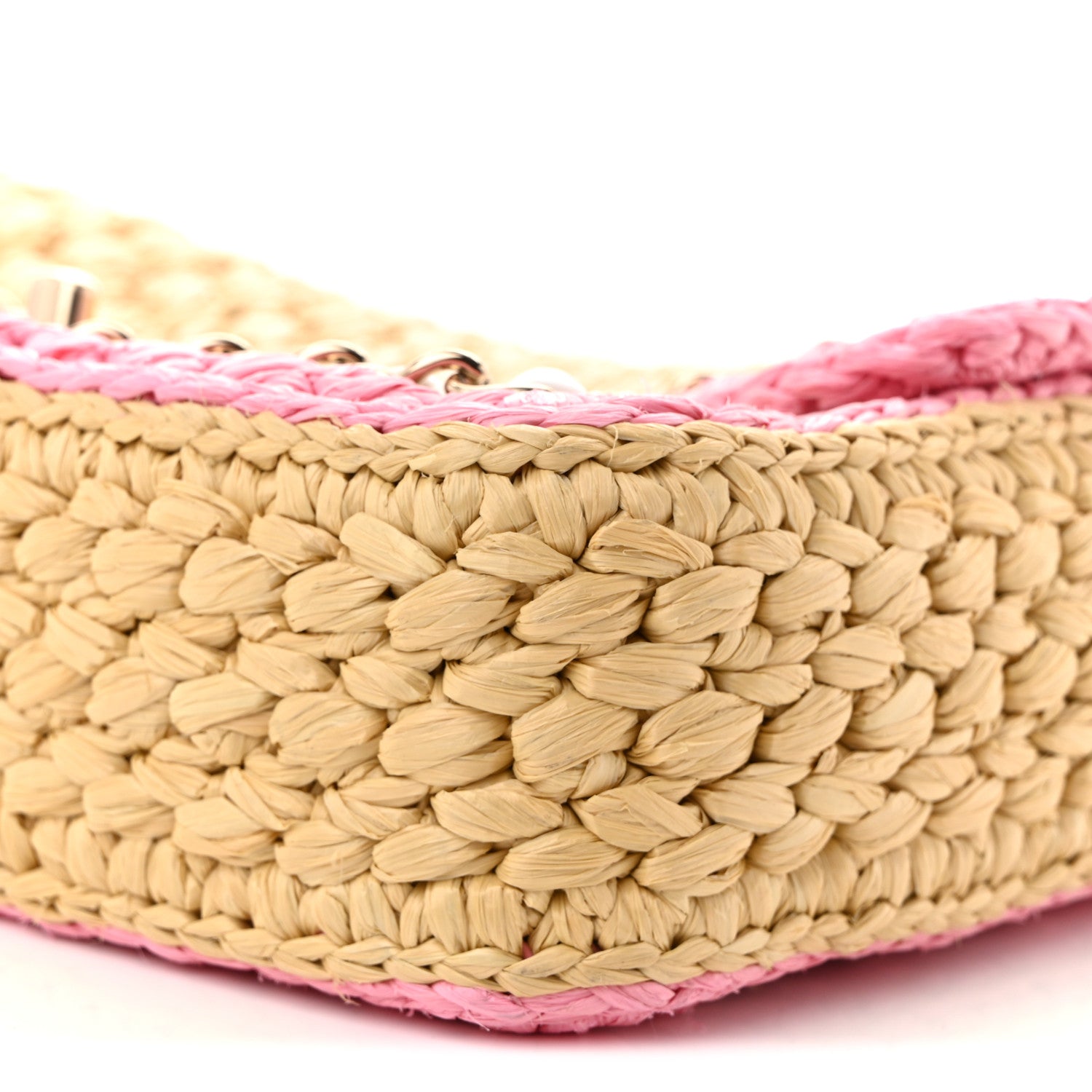 Chanel Raffia Chain Venice Beach Flap Bag Beige Pink 10 of 11