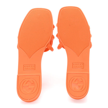 Gucci Rubber Interlocking G Womens Slide Sandals 38 Persimmon Orange 6 of 10