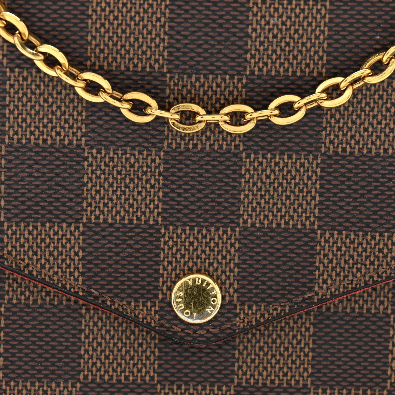 Louis Vuitton Damier Ebene Pochette Felicie Chain Wallet 13 of 14
