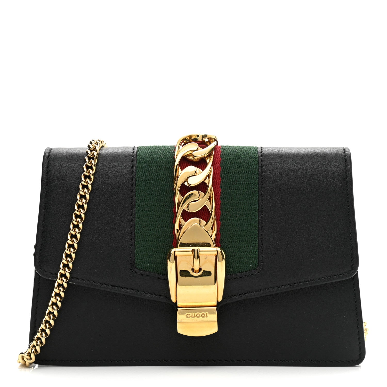 Gucci Calfskin Super Mini Sylvie Chain Shoulder Bag Black 1 of 10