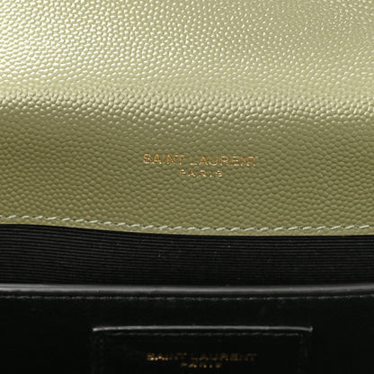 Saint Laurent Grain De Poudre Textured Mixed Matelasse Triquilt Medium Monogram Satchel Light Sage 6 of 10