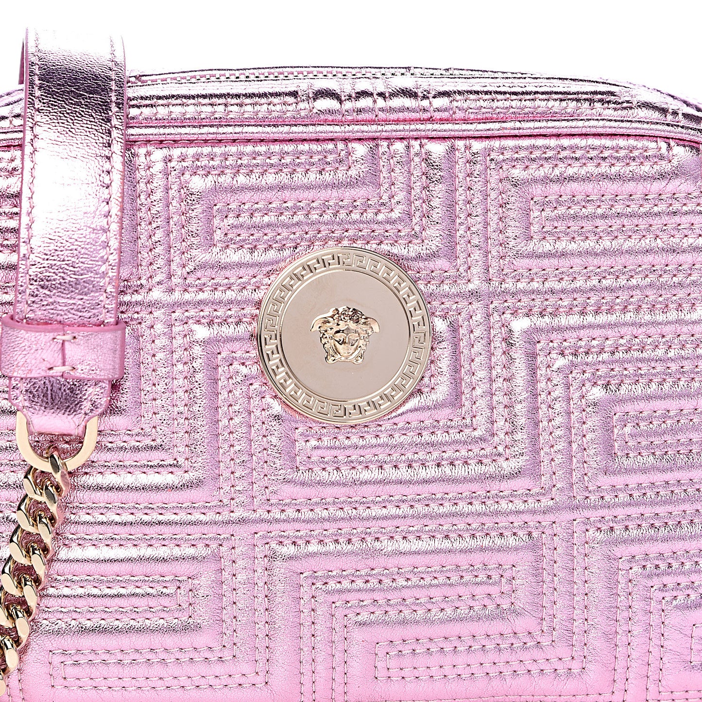 Metallic Nappa Quilted Icon Camera Bag Rosa