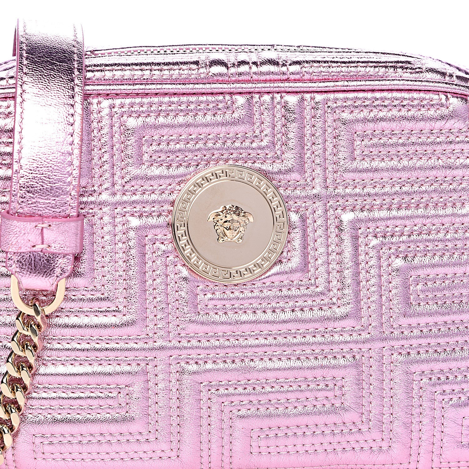 Versace Metallic Nappa Quilted Icon Camera Bag Rosa 7 of 9