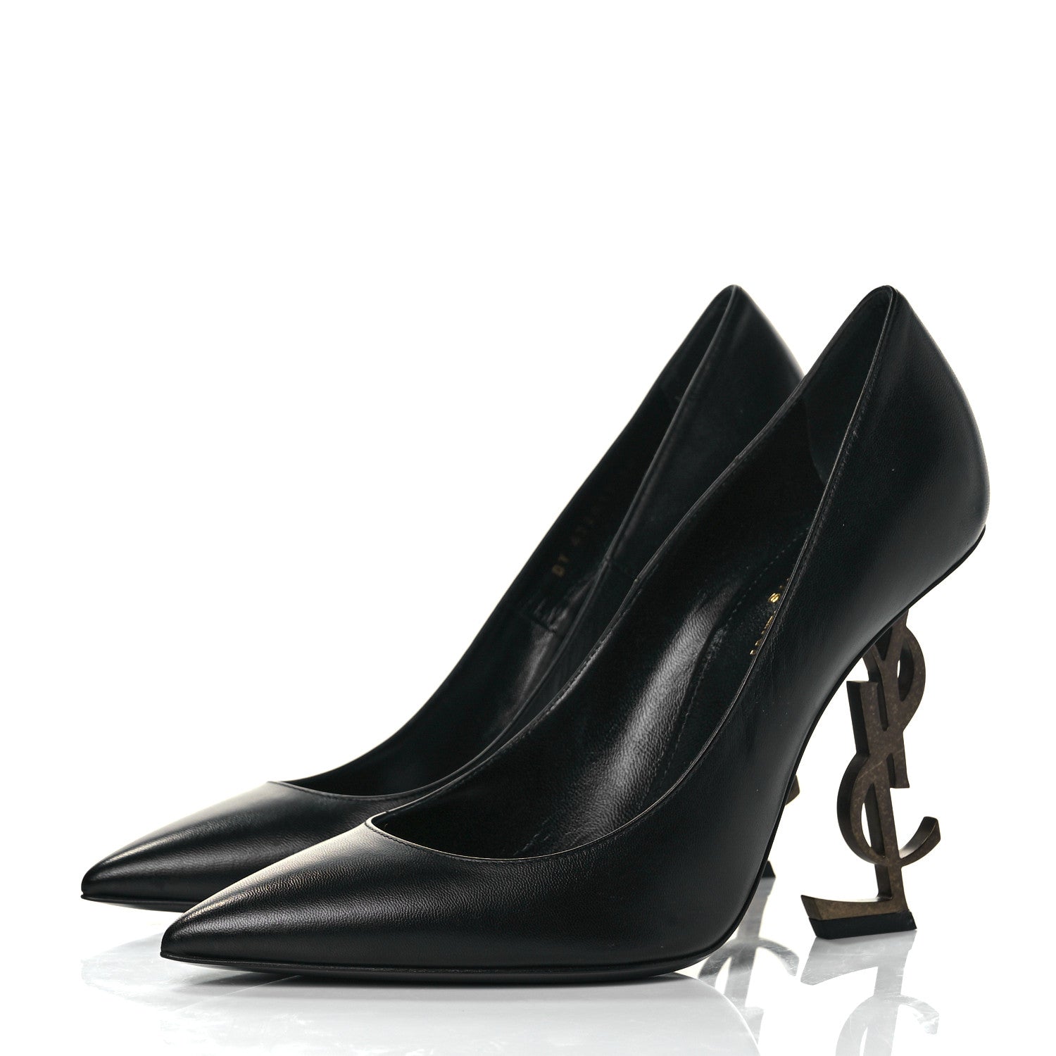 Saint Laurent Calfskin Opyum 110 Pumps 38 Black Gold 3 of 9