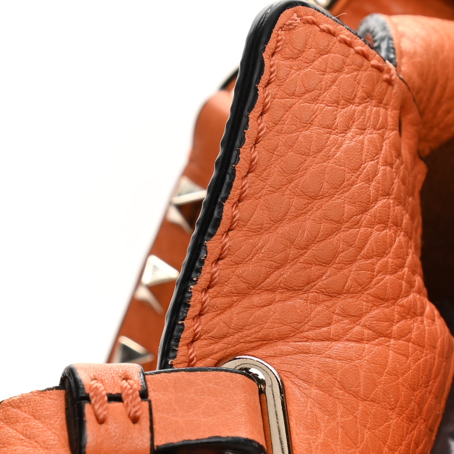 Pebbled Calfskin Medium Rockstud Tote Melon Sorbet