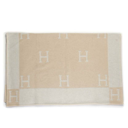 Hermes Wool Cashmere Signature Avalon Blanket Ecru Chamomile 3 of 4