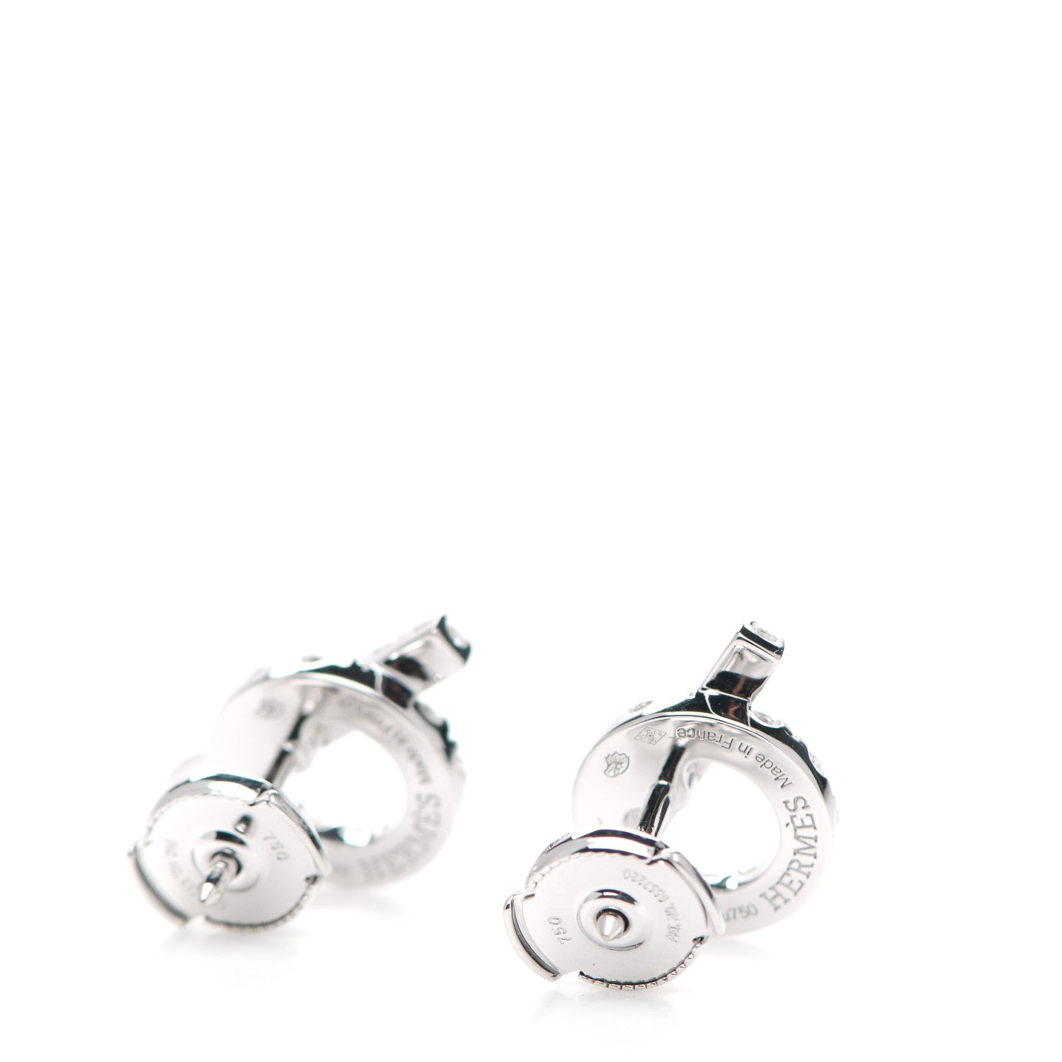 Hermes 18K White Gold Diamond Finesse Earrings 3 of 5