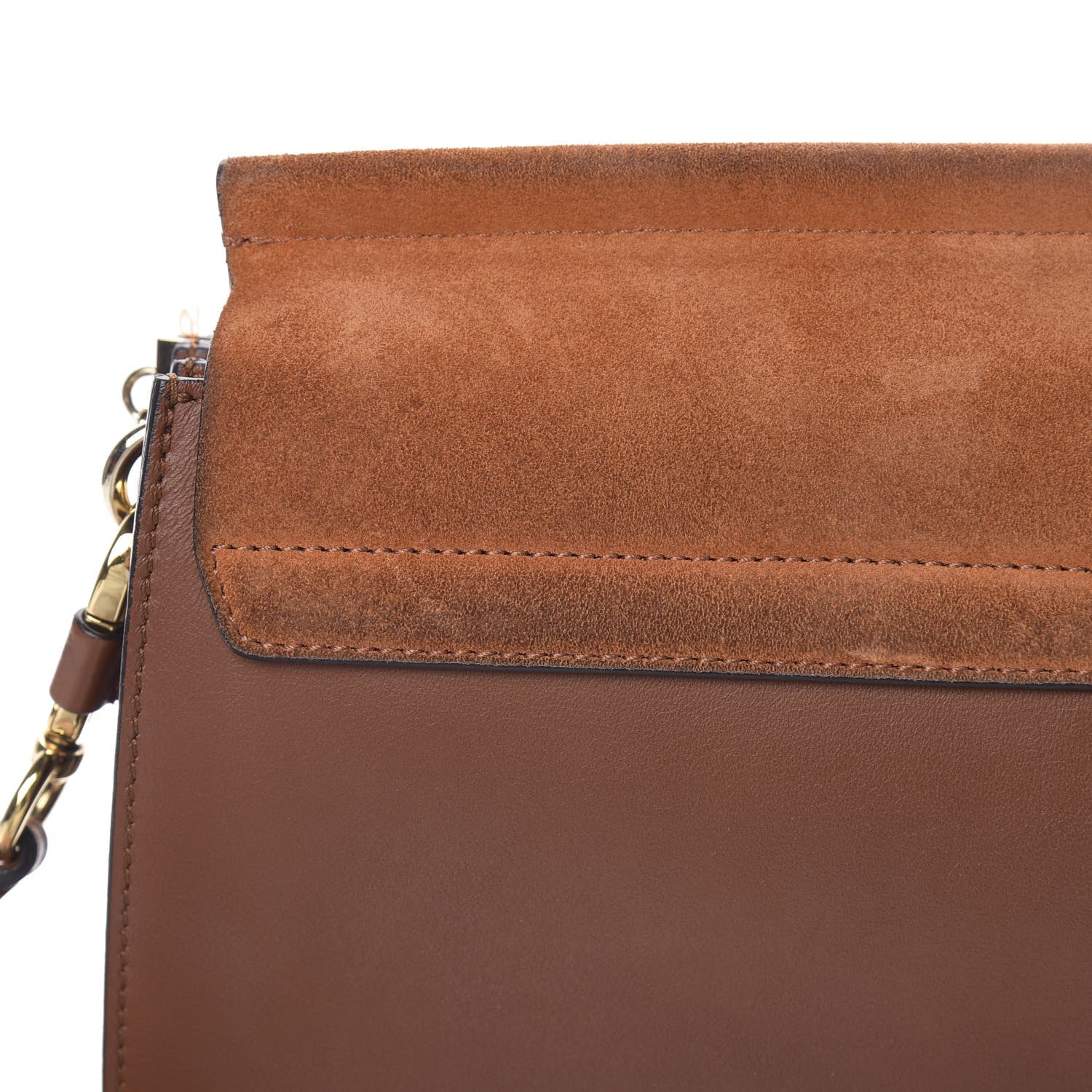 Chloe Suede Calfskin Medium Faye Shoulder Bag Tobacco 14 of 15