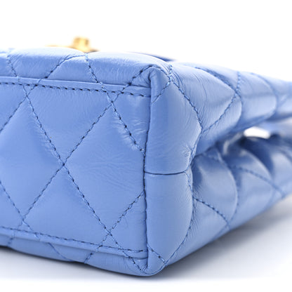 Chanel Shiny Aged Calfskin Quilted Nano Kelly Shopper Blue 10 of 11