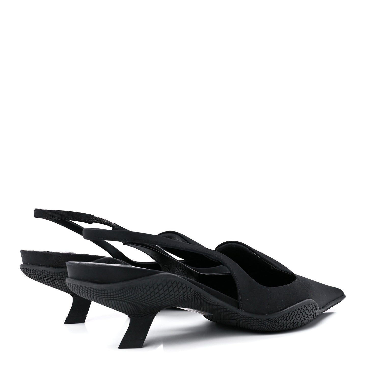 Nylon Logo Pointed Toe 45mm Slingback Pumps 36.5 Black