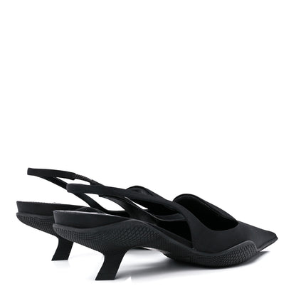 Prada Nylon Logo Pointed Toe 45mm Slingback Pumps 36.5 Black 4 of 7