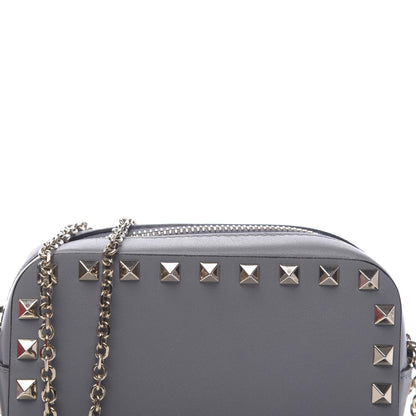Valentino Garavani Calfskin Small Rockstud Chain Camera Crossbody Bag Grey 8 of 10