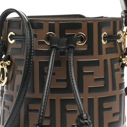 Fendi Vitello Liberty F is Fendi Bi-Color FF 1974 Embossed Mini Mon Tresor Bucket Bag Maya Black 8 of 11