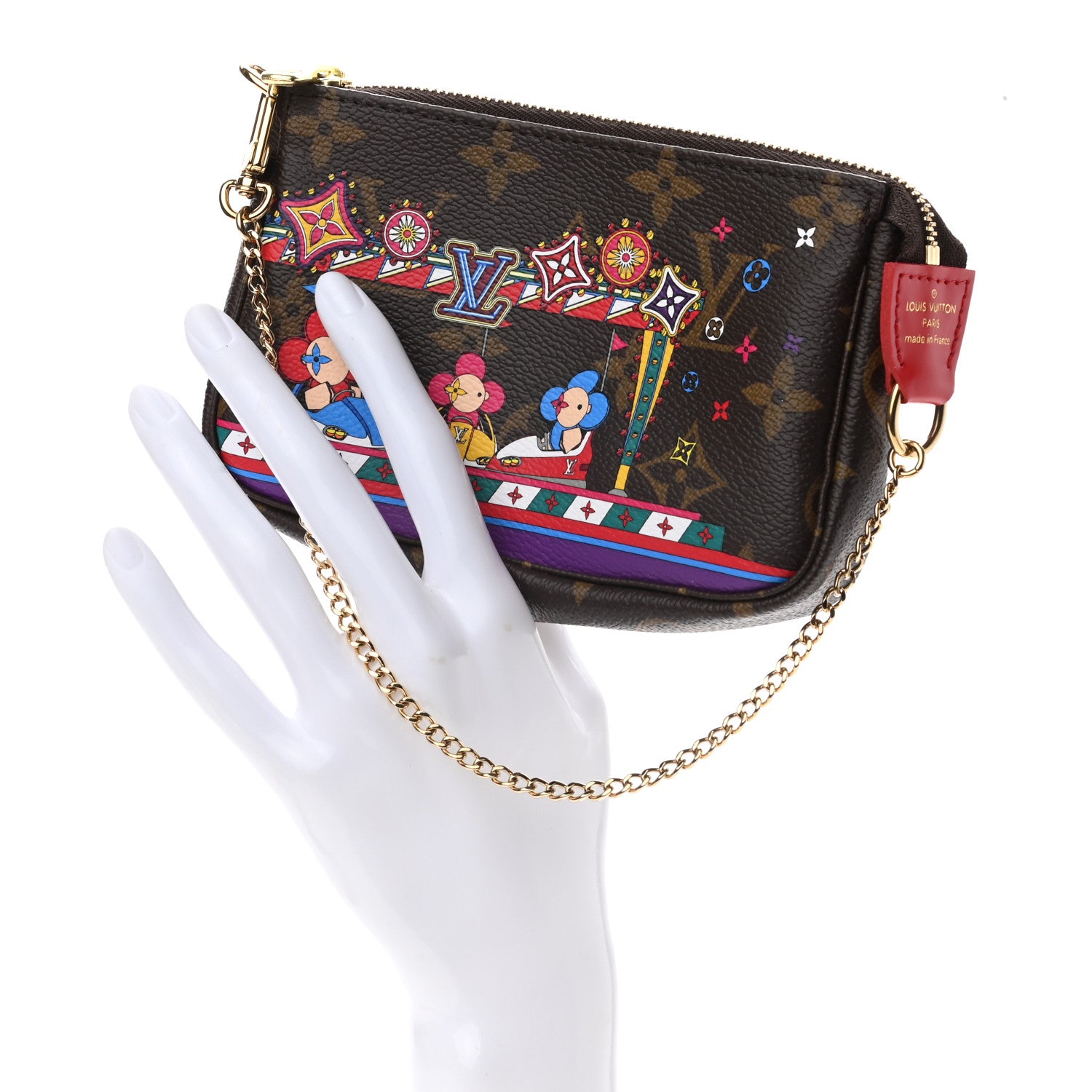 Louis Vuitton Monogram 2020 Christmas Animation Bumper Cars Mini Pochette Accessories Coquelicot 3 of 8