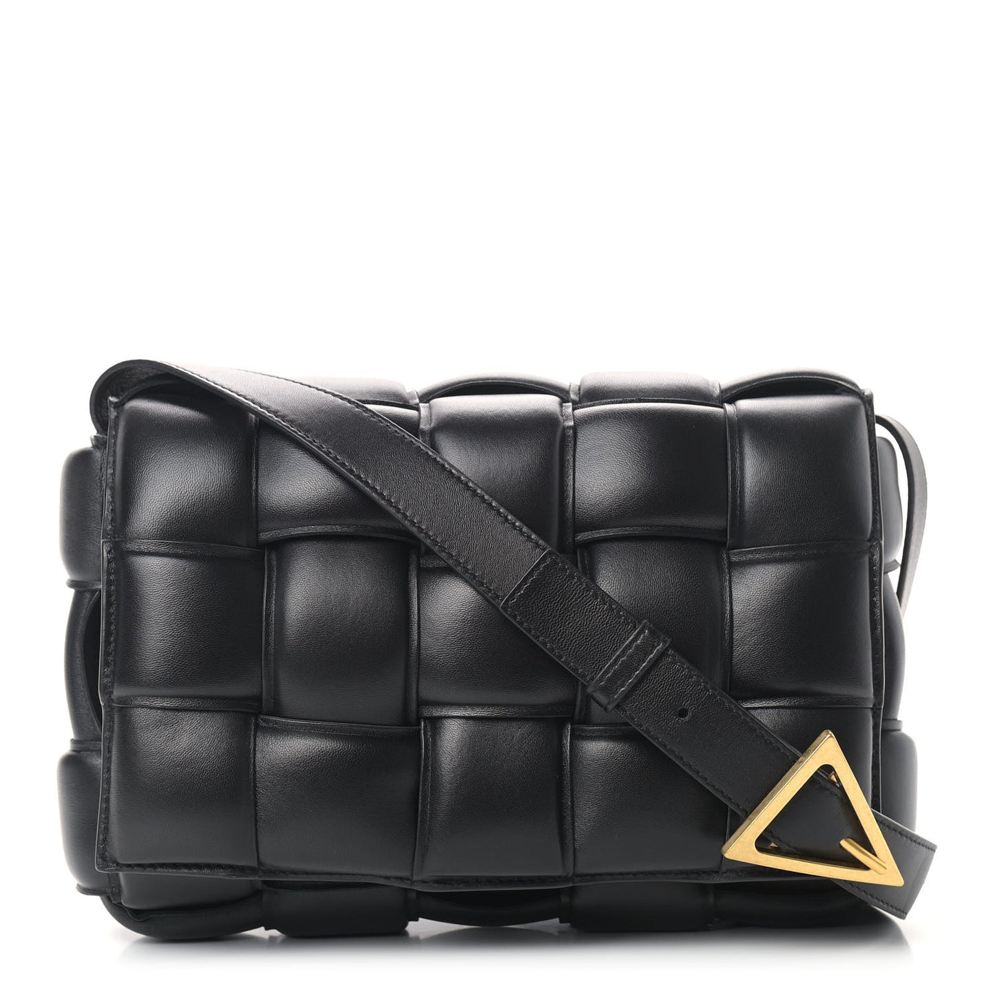 Nappa Maxi Intreccio Padded Cassette Crossbody Bag Black