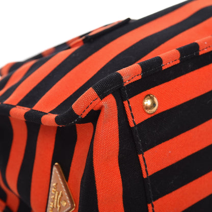 Prada Canapa Striped Tote Arancio 15 of 19