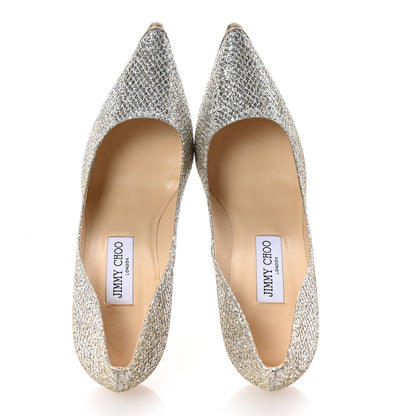 Jimmy Choo Lame Glitter Pointy Toe Romy 100 Pumps 39 Light Bronze 2 of 9